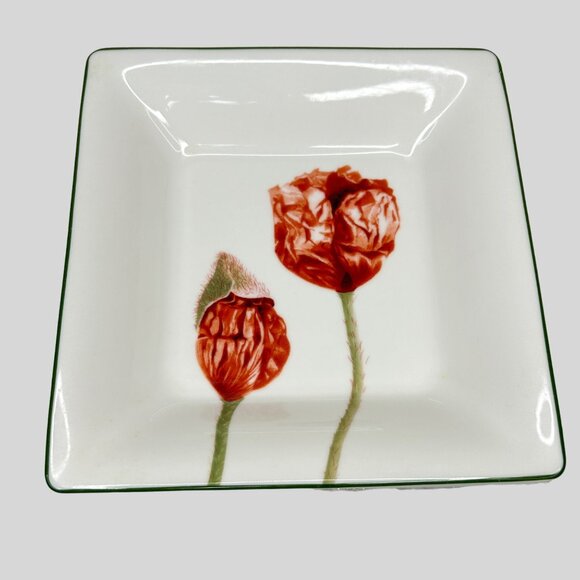 Set Of 2 Villeroy & Boch Poppy Flora Square Porcelain Dinnerware Plates 8 5/8" - Picture 5 of 6